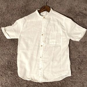 Zara kids TEXTURED WEAVE MANDARIN COLLAR SHIRT